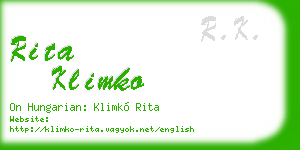 rita klimko business card